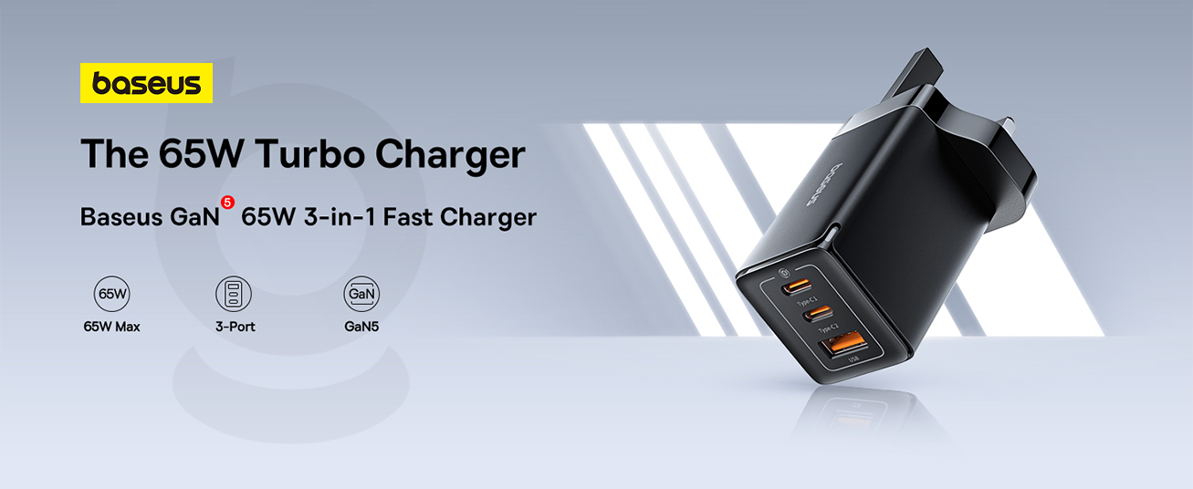 Baseus GaN5 Pro 65W 3 Port Fast Charger